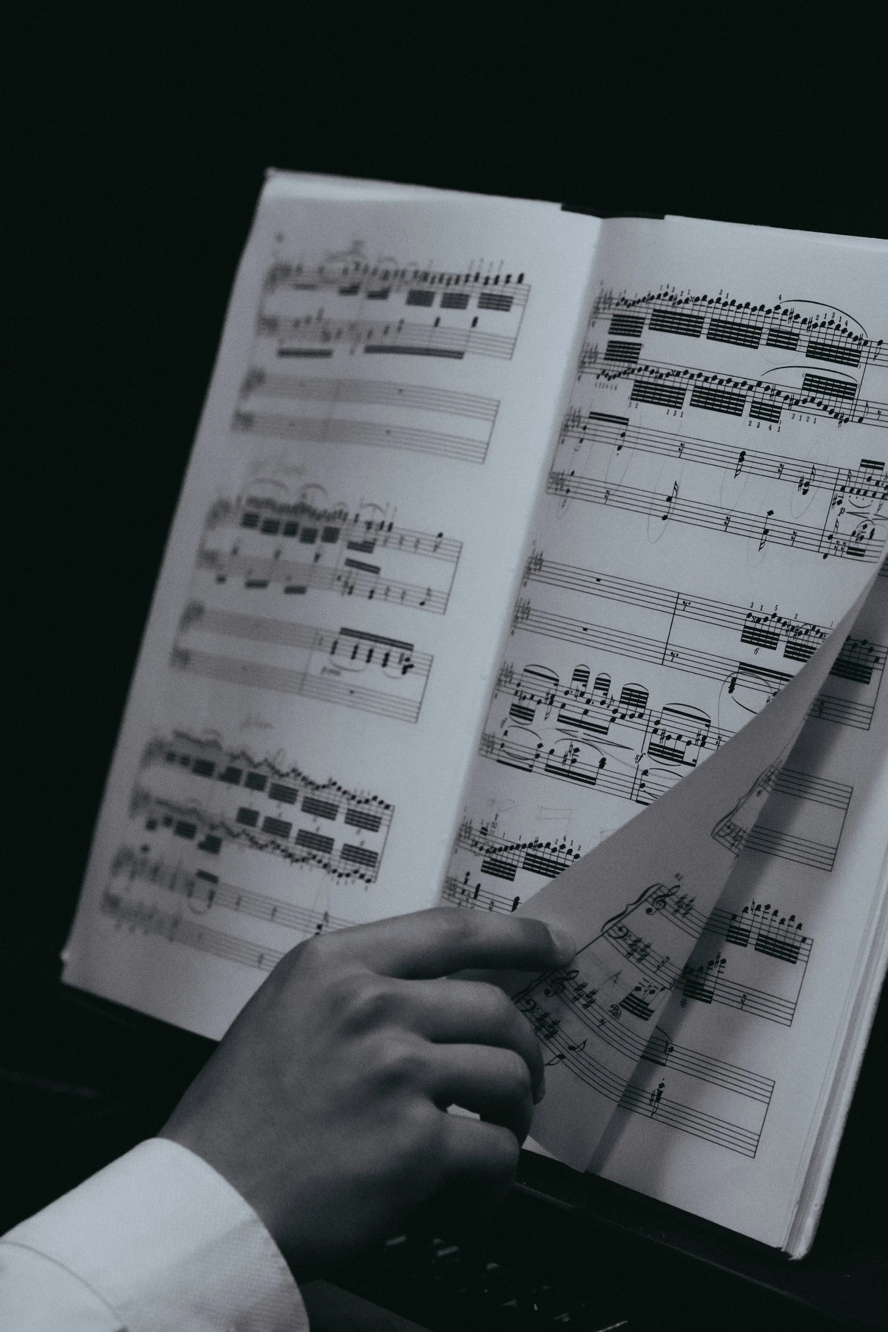 Turning a page of sheet music